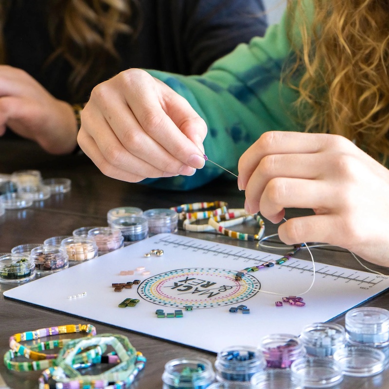 making bracelets with beads